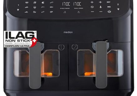 MEDION P20 XXL Heißluftfritteuse mit 2 Kammern